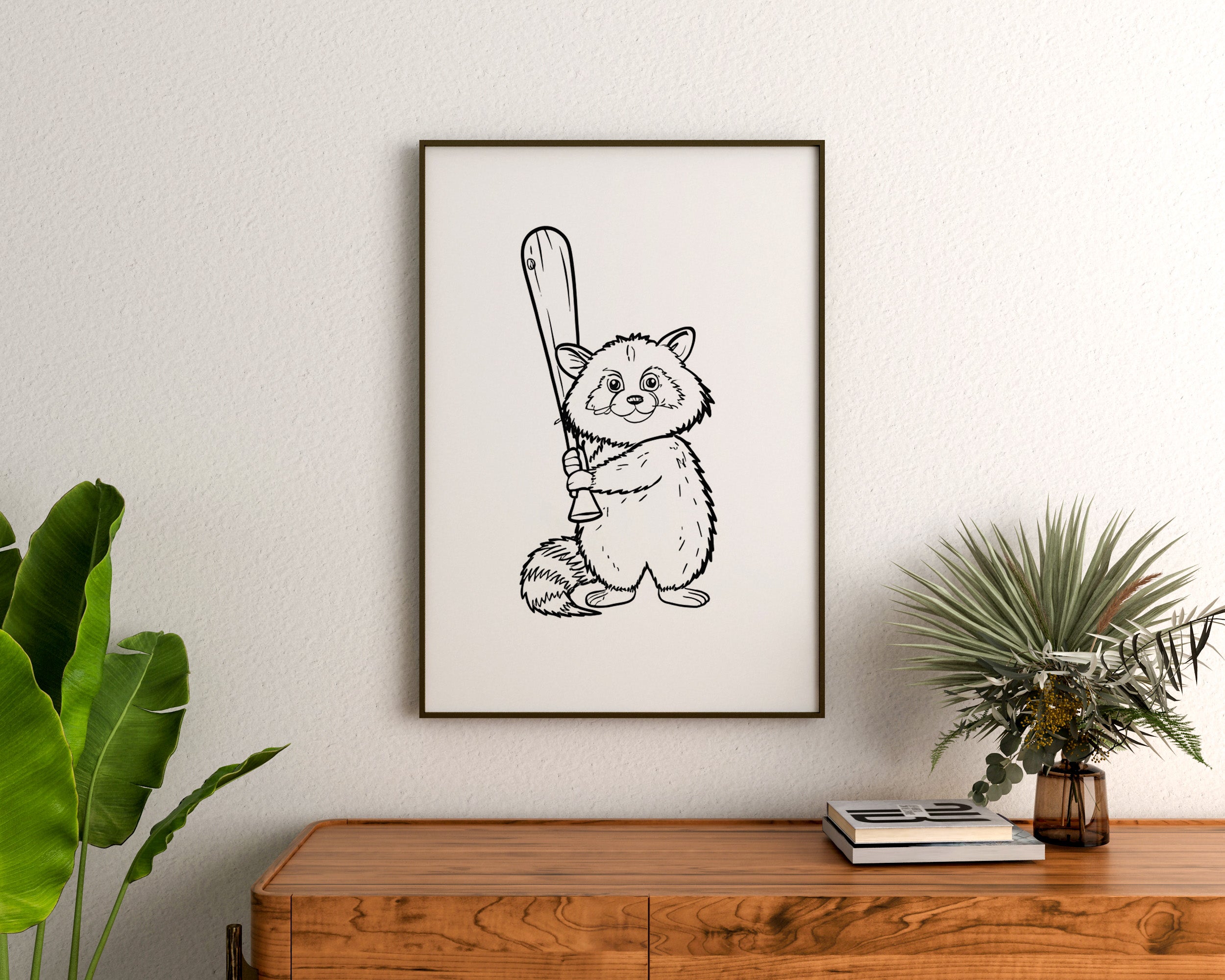 Baseball Raccon Baseballer Raccoon – JD Illustrations Ltd