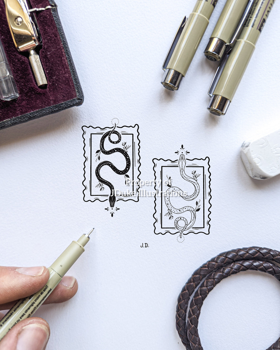 Yin Yang Snakes Postage Stamps