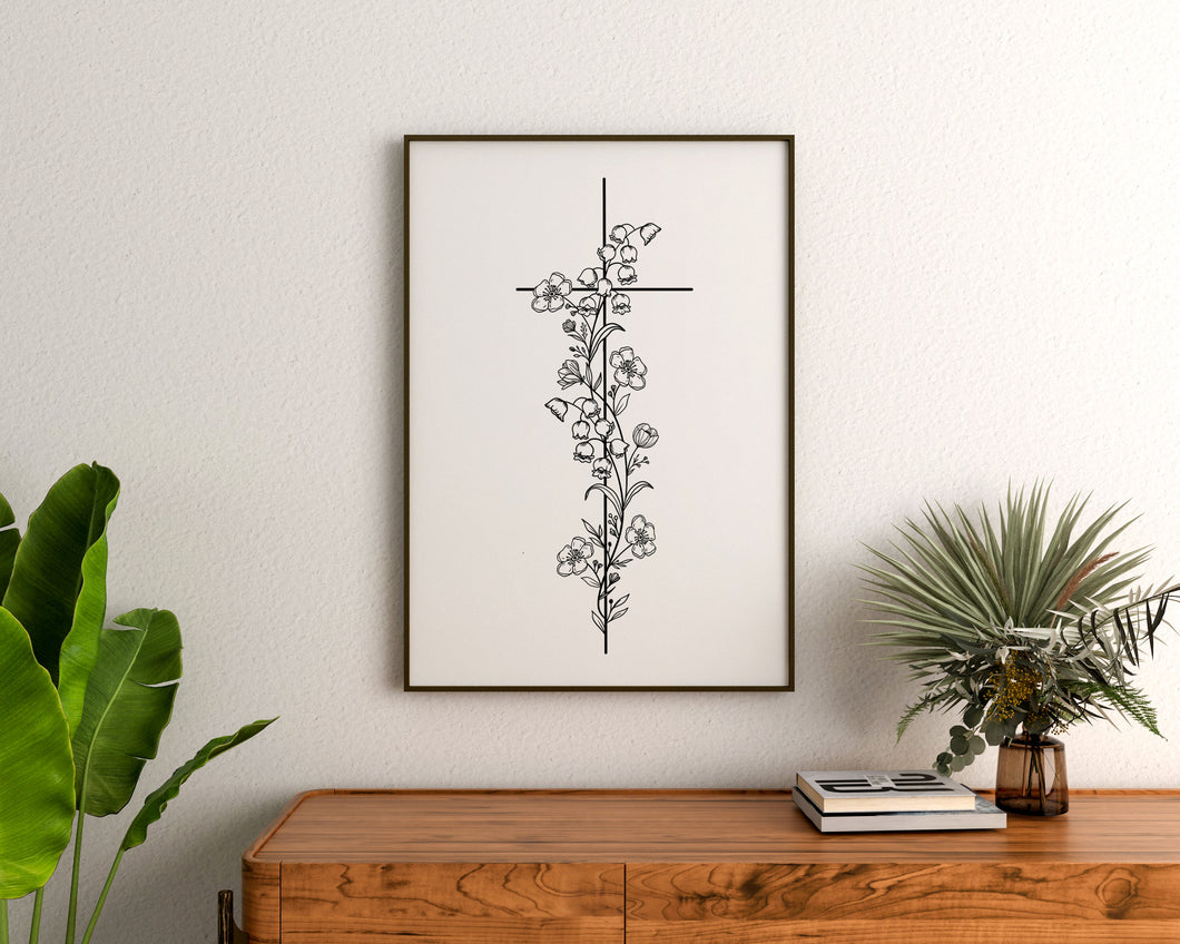 May Birthflower Cross - Lily of The Valley and Hawthorne