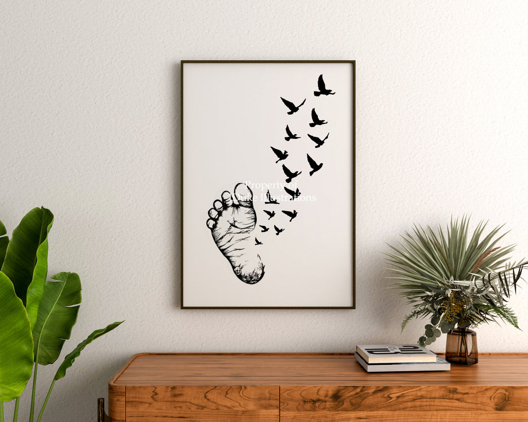 Fly High - Birds - Baby Footprint